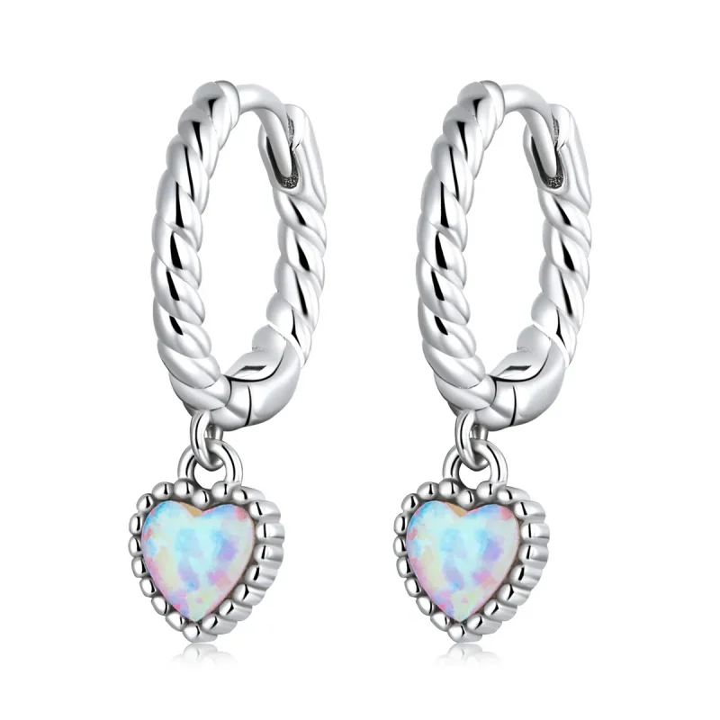 (image for) PANDORA Style Opal Love Hoop Earrings - SCE1385 - Product Image