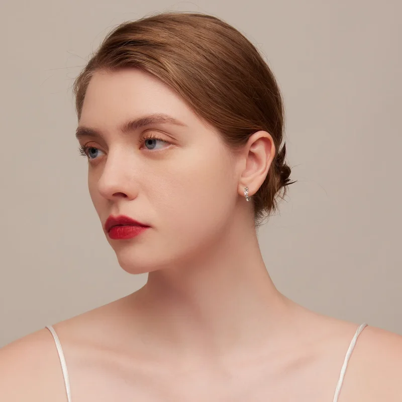 (image for) PANDORA Style Openwork Out Leaves Hoop Earrings - SCE1461 - View 5