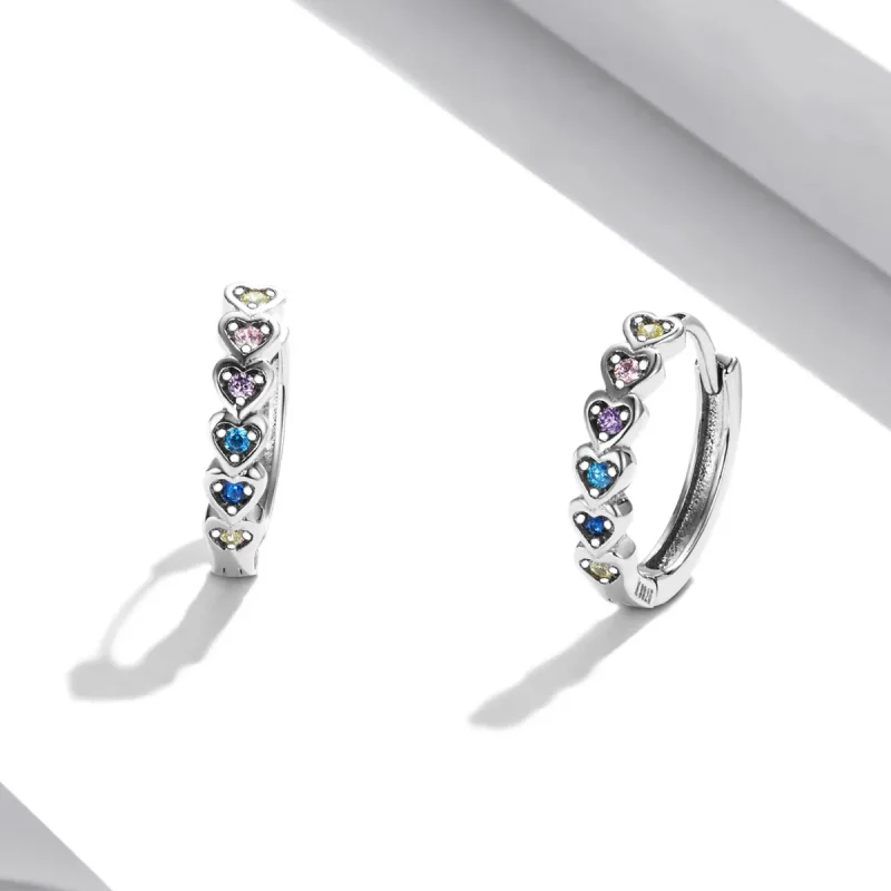 (image for) PANDORA Style Rainbow Heart Hoop Earrings - SCE1275 - View 2