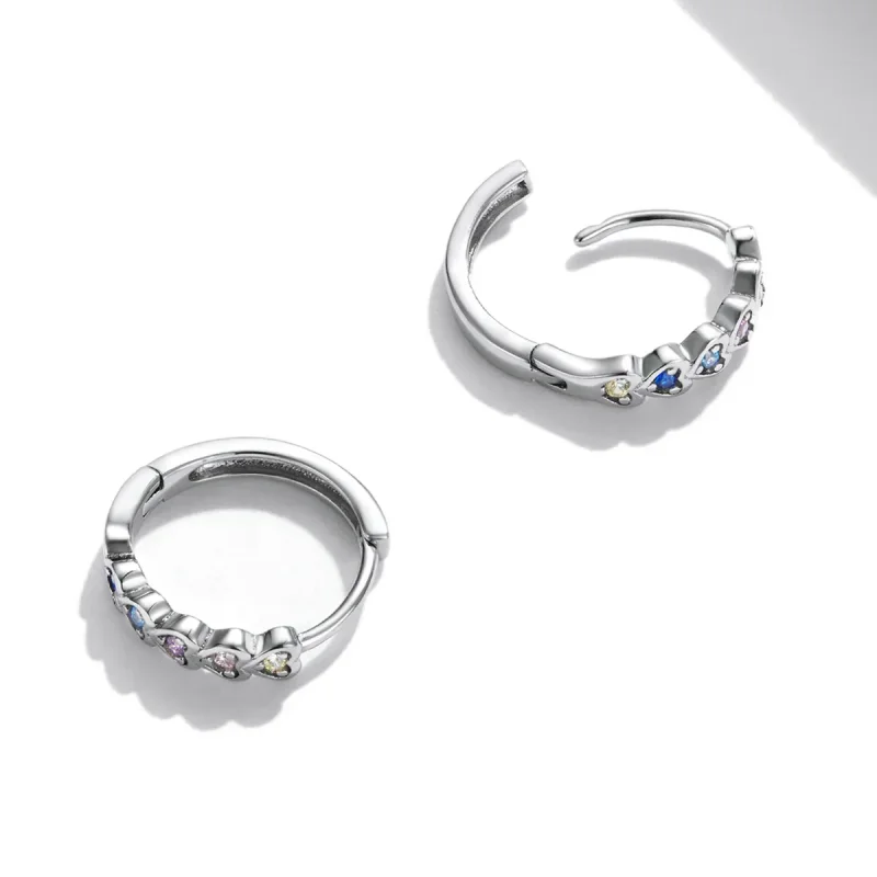 (image for) PANDORA Style Rainbow Heart Hoop Earrings - SCE1275 - View 4