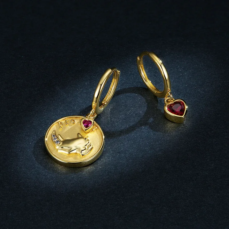 (image for) PANDORA Style Rhino and Heart Hoop Earrings - BSE369-R - View 5