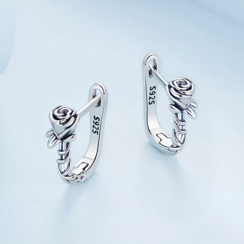 (image for) PANDORA Style Roses Hoop Earrings - BSE716 - View 4