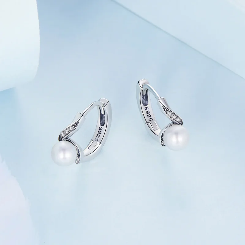 (image for) PANDORA Style Shell Beads Hoop Earrings - BSE710 - View 3