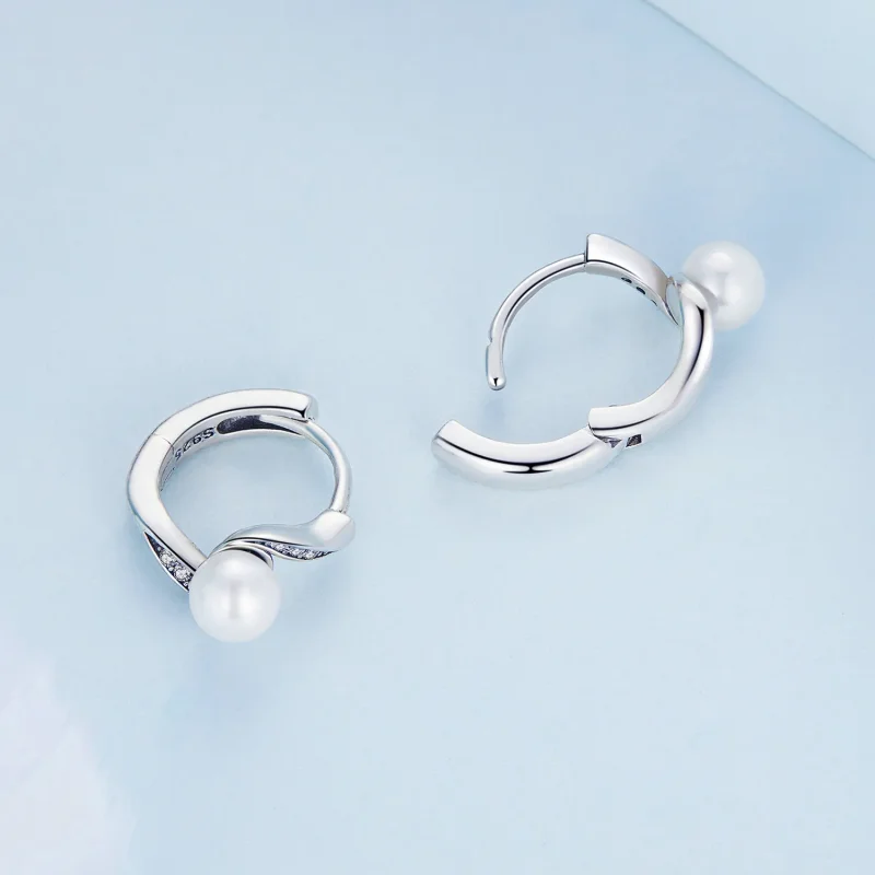 (image for) PANDORA Style Shell Beads Hoop Earrings - BSE710 - View 4