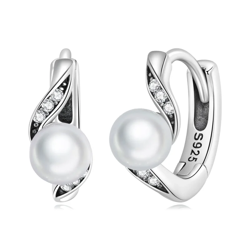 (image for) PANDORA Style Shell Beads Hoop Earrings - BSE710 - Product Image