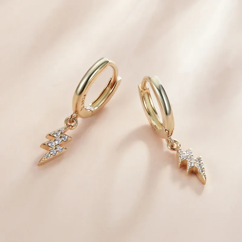 (image for) PANDORA Style Shine Lightning Hoop Earrings - SCE1262 - View 2