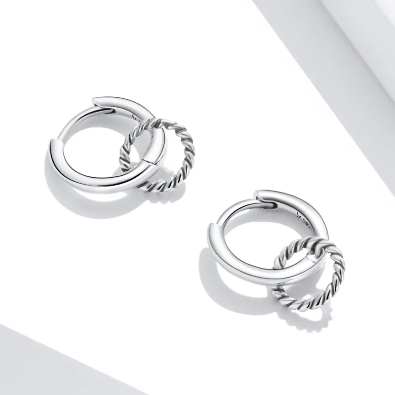 (image for) PANDORA Style Shuanghuan Hoop Earrings - SCE1199 - View 3