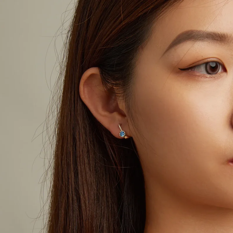 (image for) PANDORA Style Simple Blue Zirconium Hoop Earrings - BSE686 - View 5