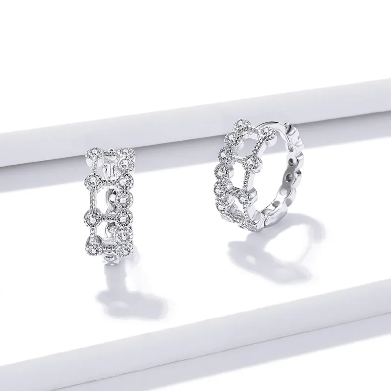 (image for) PANDORA Style Simple Double Layer Hoop Earrings - BSE458 - View 2