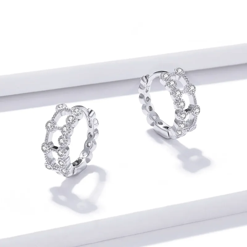 (image for) PANDORA Style Simple Double Layer Hoop Earrings - BSE458 - View 3