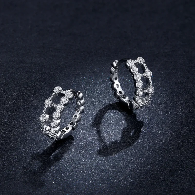 (image for) PANDORA Style Simple Double Layer Hoop Earrings - BSE458 - View 5