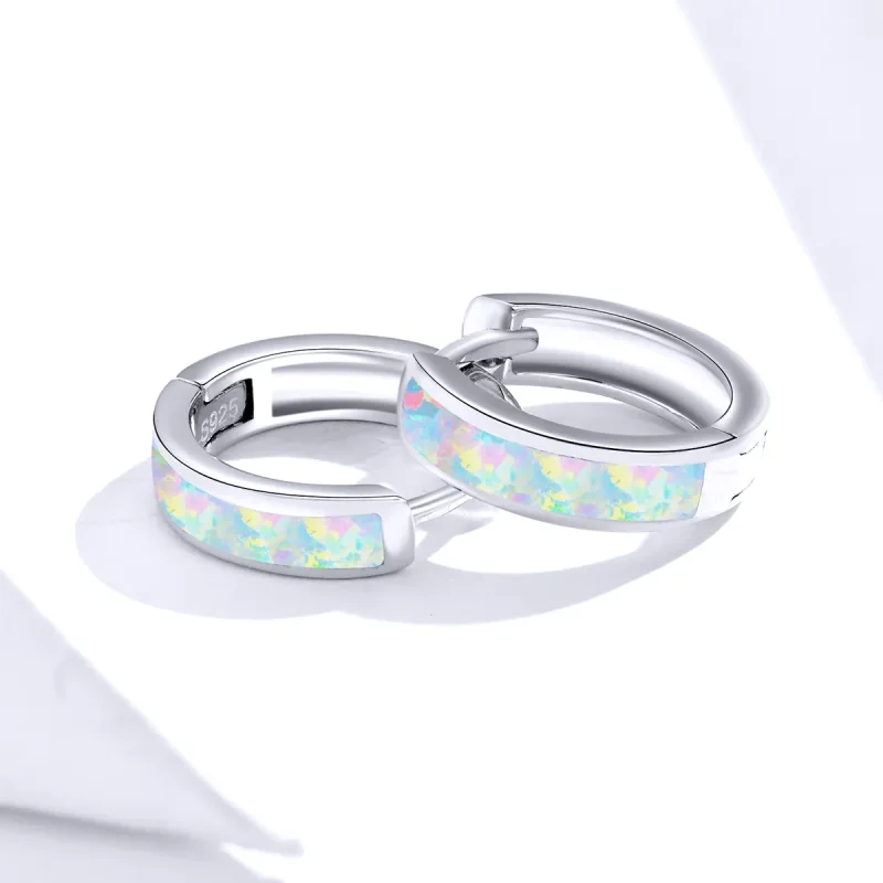 (image for) PANDORA Style Simple Opal Hoop Earrings - SCE861 - View 2