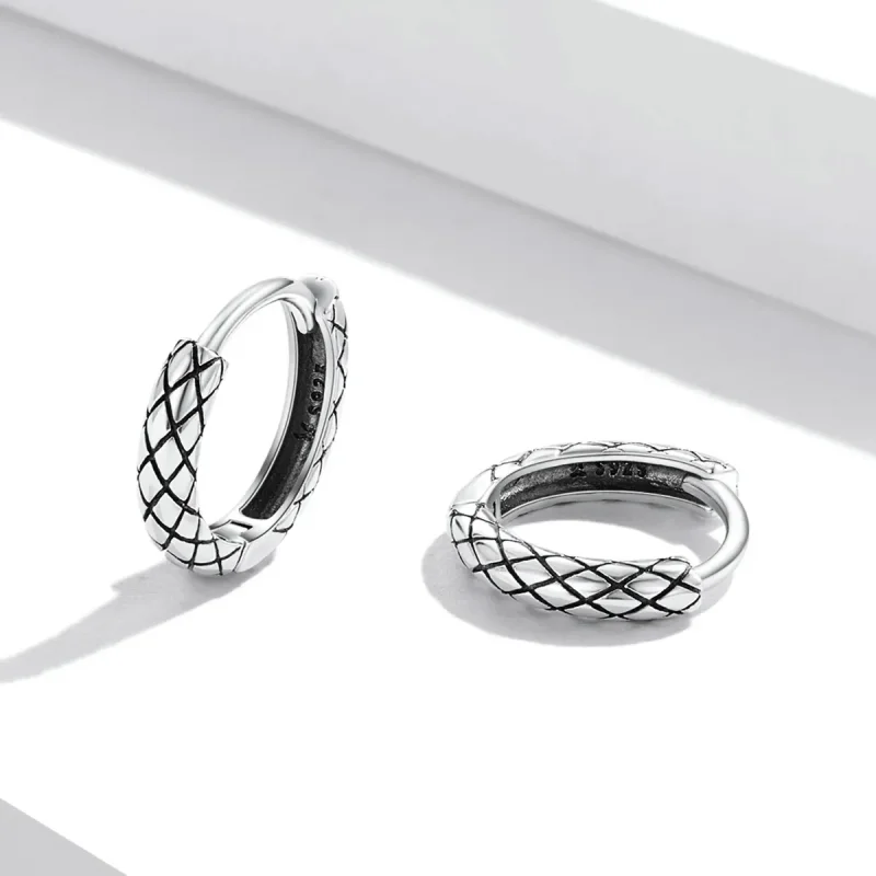 (image for) PANDORA Style Snake Pattern Hoop Earrings - SCE1354 - View 3