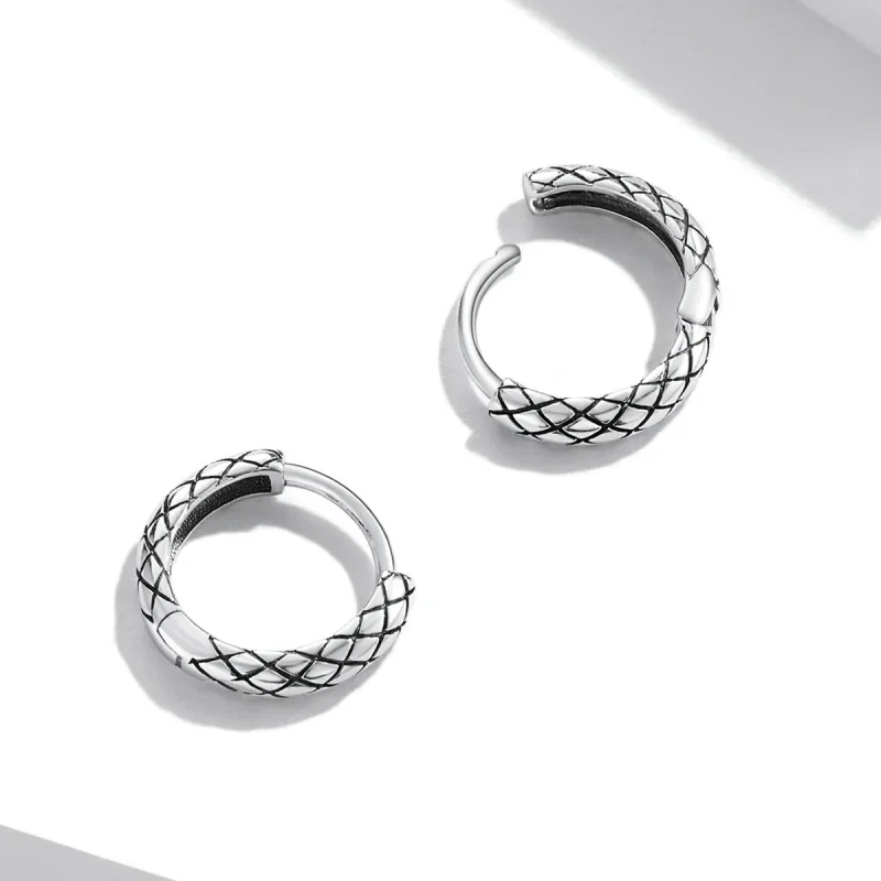 (image for) PANDORA Style Snake Pattern Hoop Earrings - SCE1354 - View 4