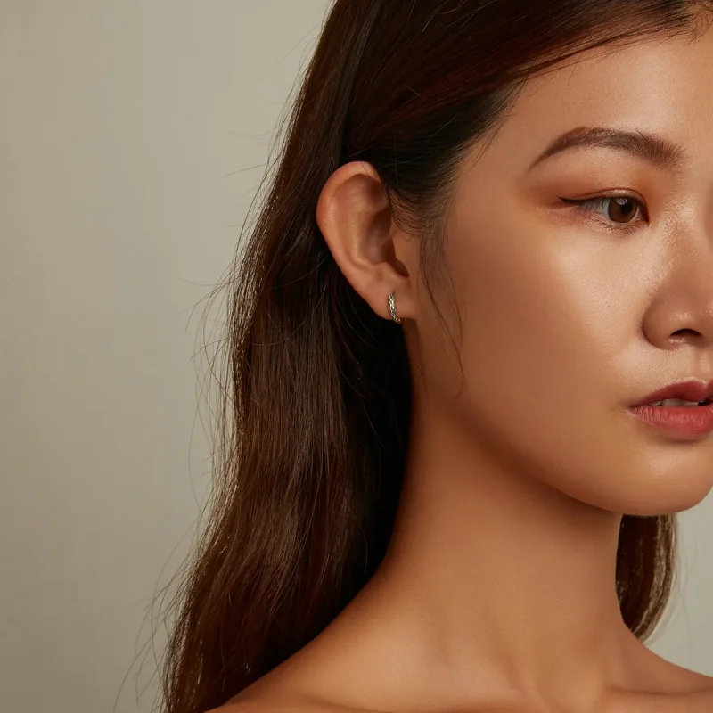 (image for) PANDORA Style Snake Pattern Hoop Earrings - SCE1354 - View 8