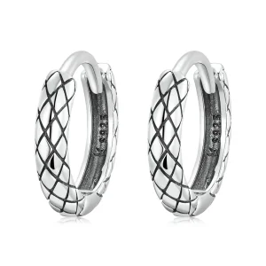 (image for) PANDORA Style Snake Pattern Hoop Earrings - SCE1354
