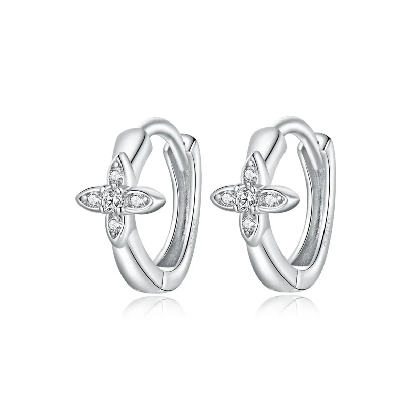 (image for) PANDORA Style Sparkle Flower Hoop Earrings - SCE1043 - Product Image