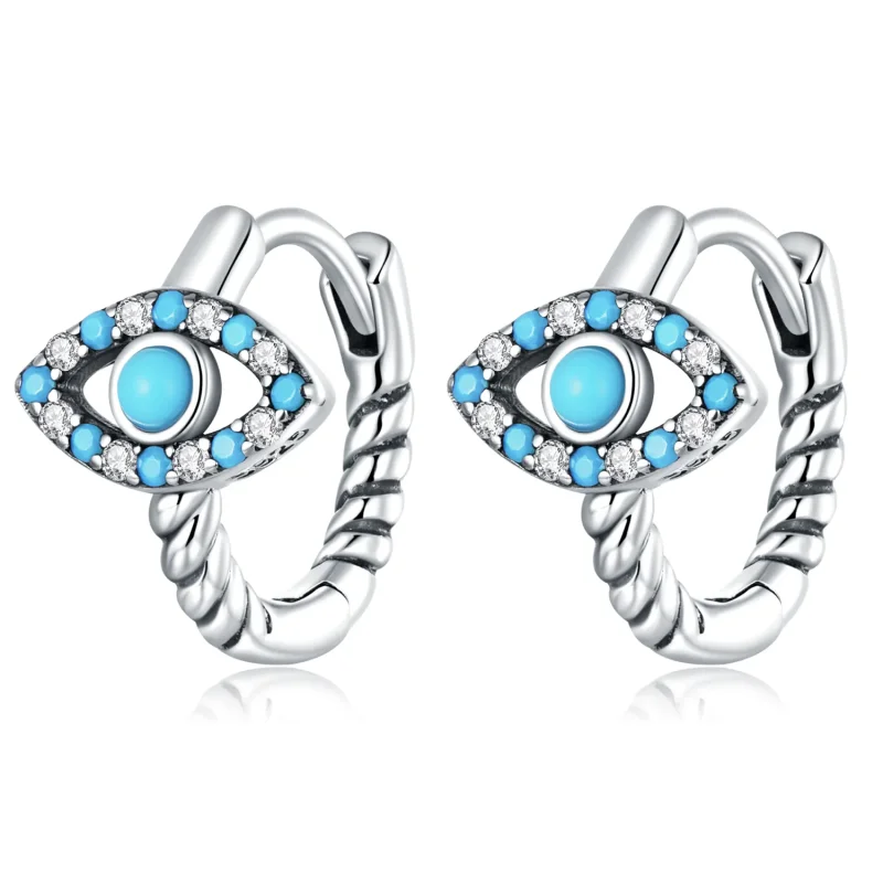 (image for) PANDORA Style Turquoise Devil Eye Hoop Earrings - SCE1418 - Product Image