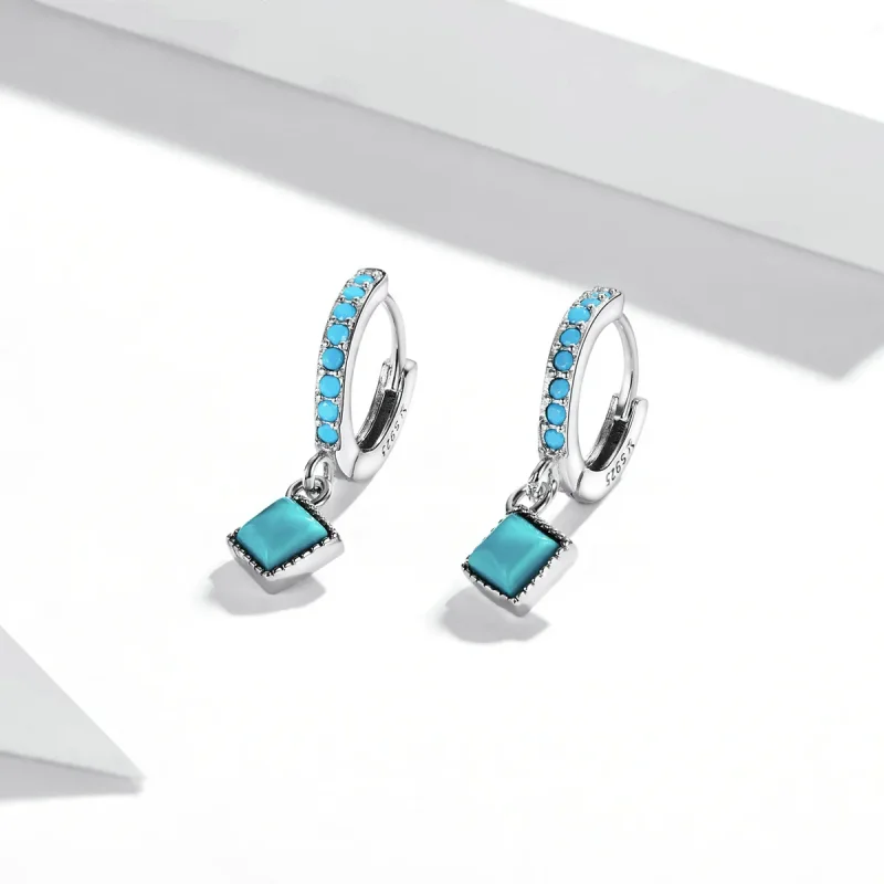 (image for) PANDORA Style Turquoise Hoop Earrings - SCE1307 - View 2