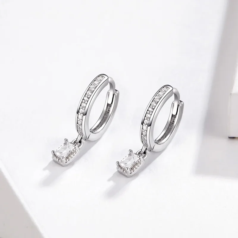 (image for) PANDORA Style Zircon Love Hoop Earrings - BSE157 - View 2