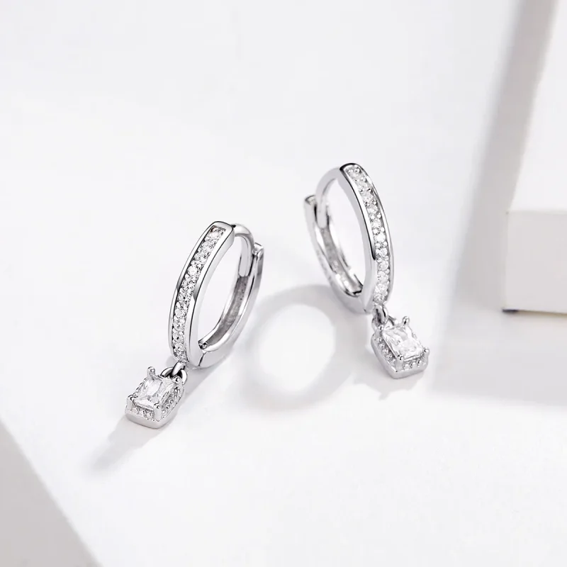 (image for) PANDORA Style Zircon Love Hoop Earrings - BSE157 - View 3
