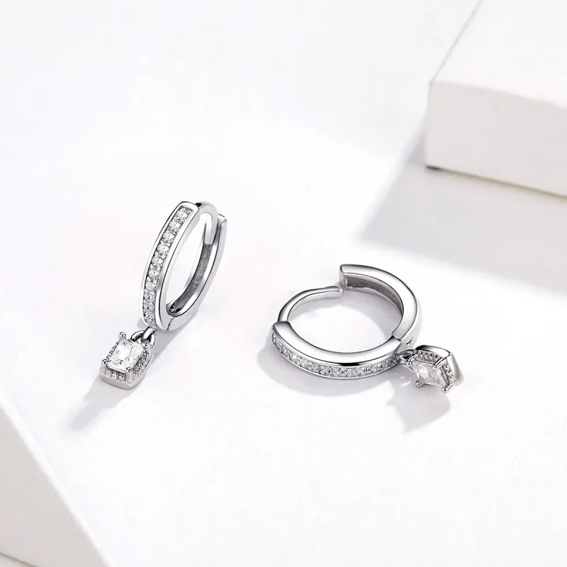 (image for) PANDORA Style Zircon Love Hoop Earrings - BSE157 - View 4