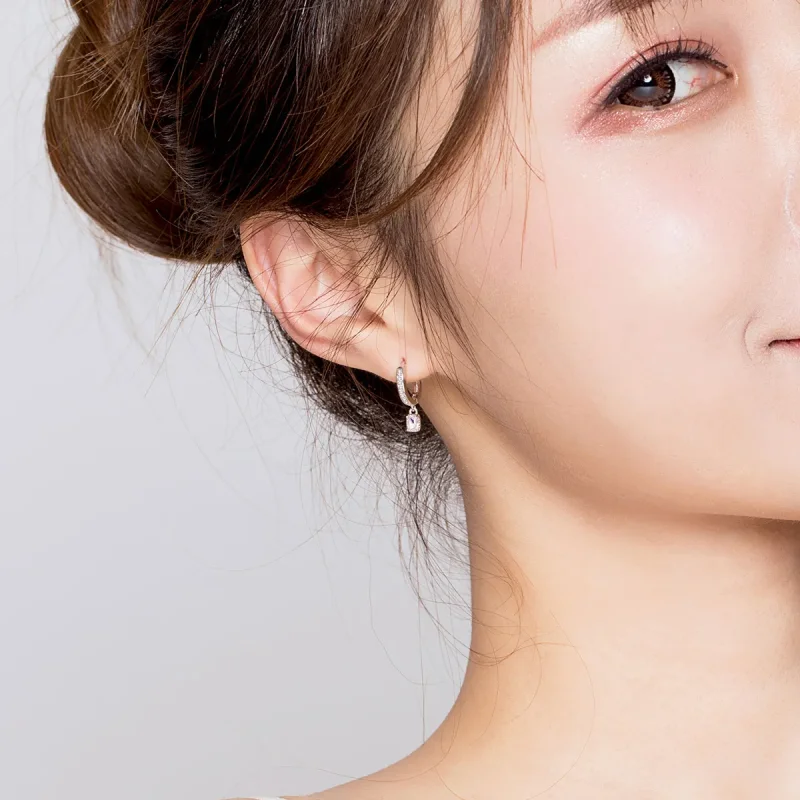 (image for) PANDORA Style Zircon Love Hoop Earrings - BSE157 - View 7