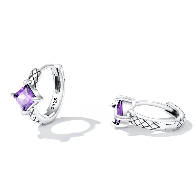 (image for) PANDORA Style Zircon Snake Pattern Hoop Earrings - SCE1417 - View 2