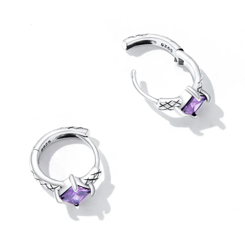 (image for) PANDORA Style Zircon Snake Pattern Hoop Earrings - SCE1417 - View 3