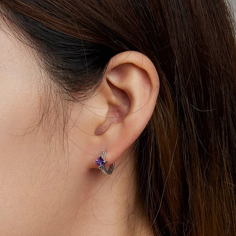 (image for) PANDORA Style Zircon Snake Pattern Hoop Earrings - SCE1417 - View 5