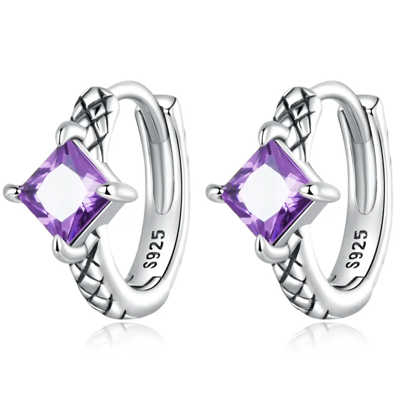 (image for) PANDORA Style Zircon Snake Pattern Hoop Earrings - SCE1417 - Product Image