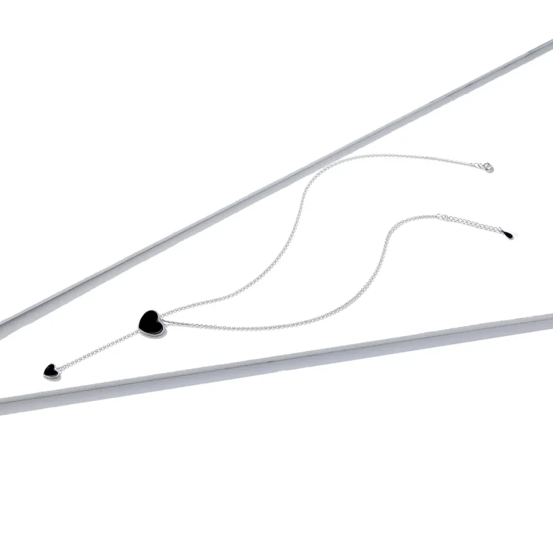 (image for) PANDORA Style Black Heart Necklace - BSN095 - View 2