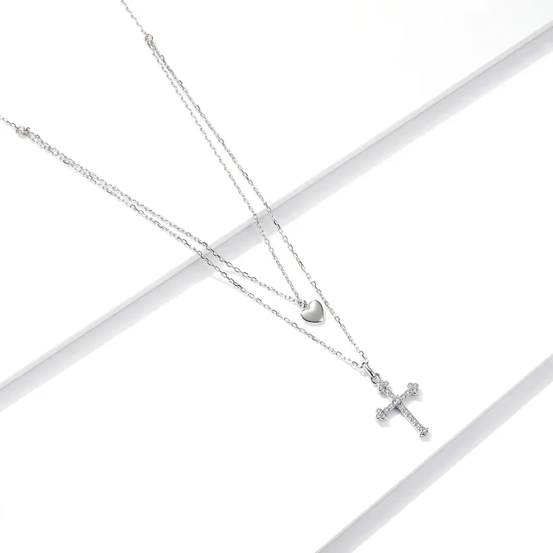 (image for) PANDORA Style Love Cross Necklace - BSN197 - View 3