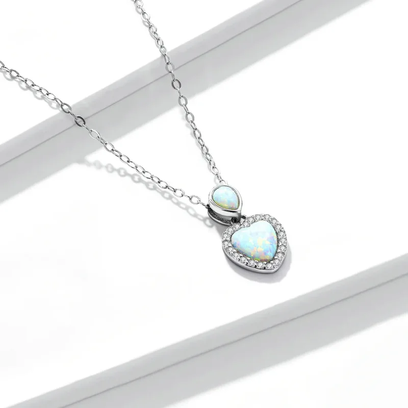 (image for) PANDORA Style Opal Love Necklace - BSN243 - View 3