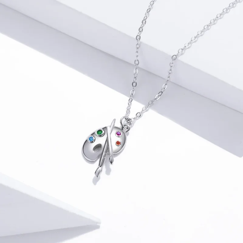 (image for) Pandora Style Silver Necklace, Artistic Life, Multicolor Enamel - SCN457 - View 3