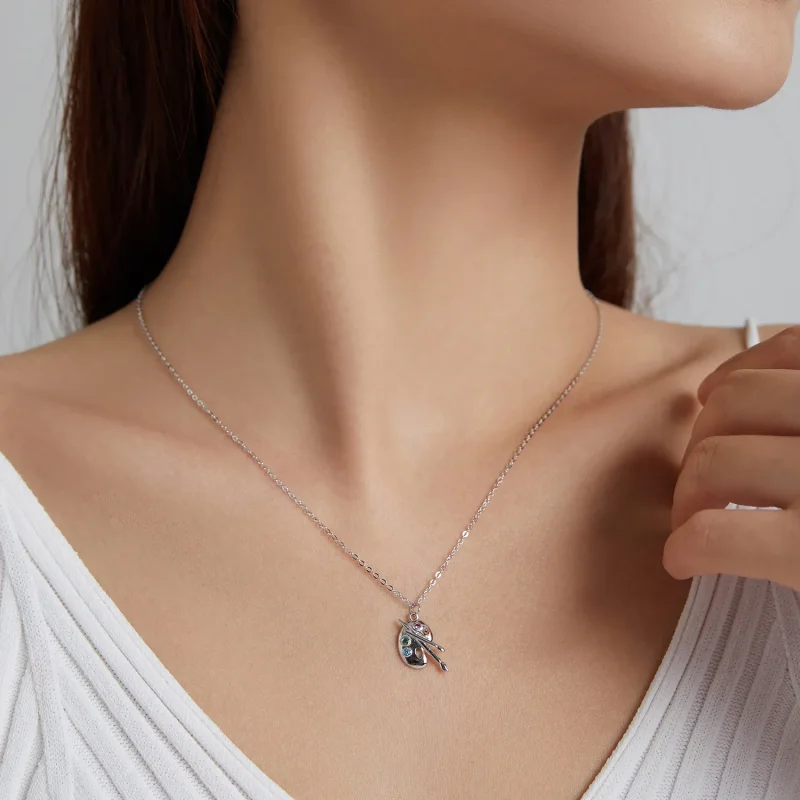 (image for) Pandora Style Silver Necklace, Artistic Life, Multicolor Enamel - SCN457 - View 8