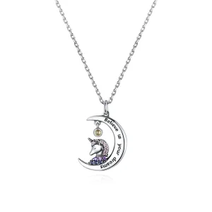 (image for) Pandora Style Silver Necklace, Believe In Your Dreams, Multicolor Enamel - SCN410