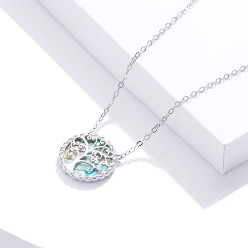 (image for) Pandora Style Silver Necklace, Colorful Tree of Life, Multicolor Enamel - SCN433 - View 3