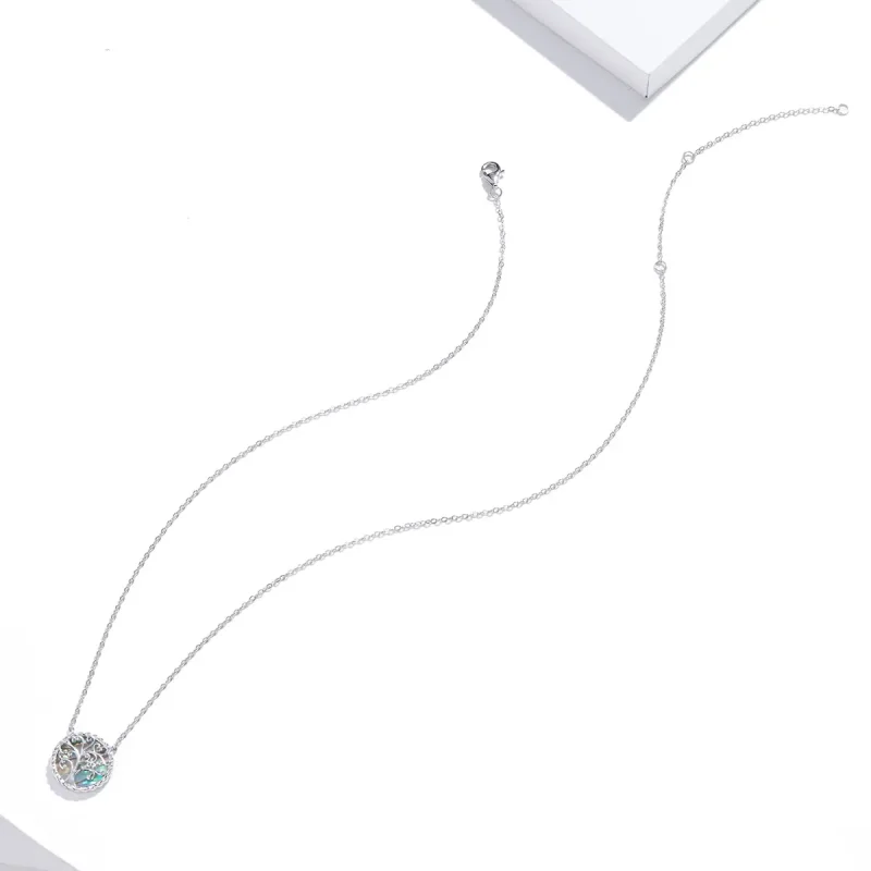 (image for) Pandora Style Silver Necklace, Colorful Tree of Life, Multicolor Enamel - SCN433 - View 4