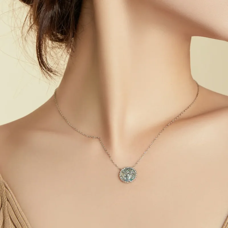 (image for) Pandora Style Silver Necklace, Colorful Tree of Life, Multicolor Enamel - SCN433 - View 8