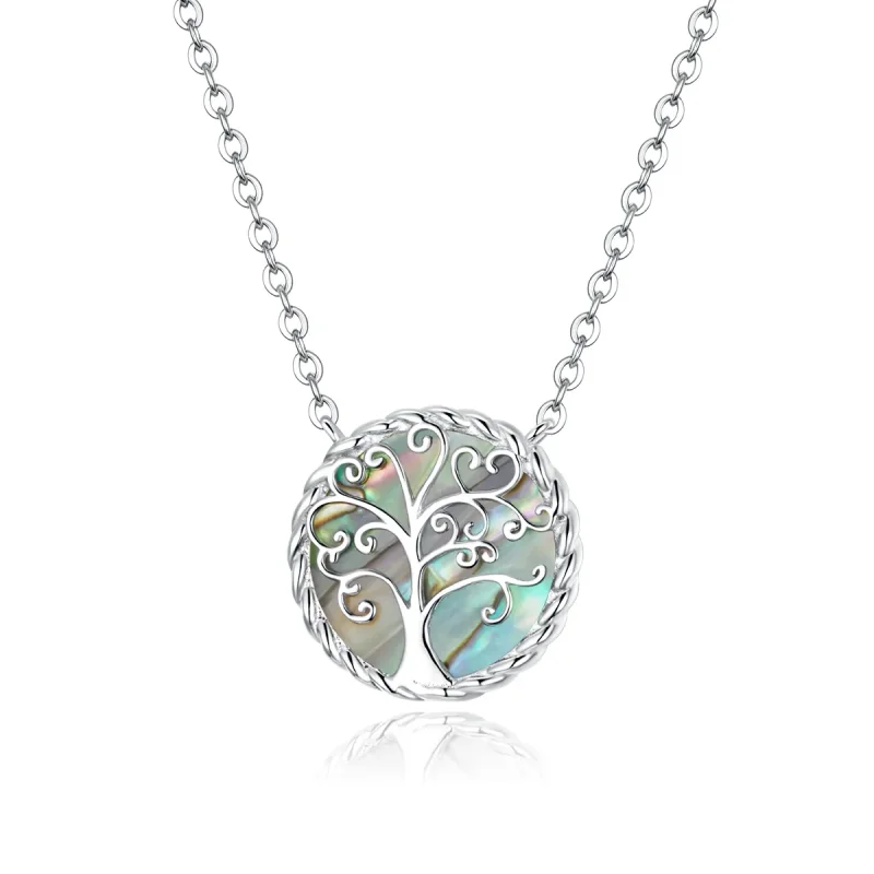 (image for) Pandora Style Silver Necklace, Colorful Tree of Life, Multicolor Enamel - SCN433 - Product Image