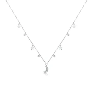 (image for) Pandora Style Silver Necklace, Dream Star Moon, Enamel - SCN420