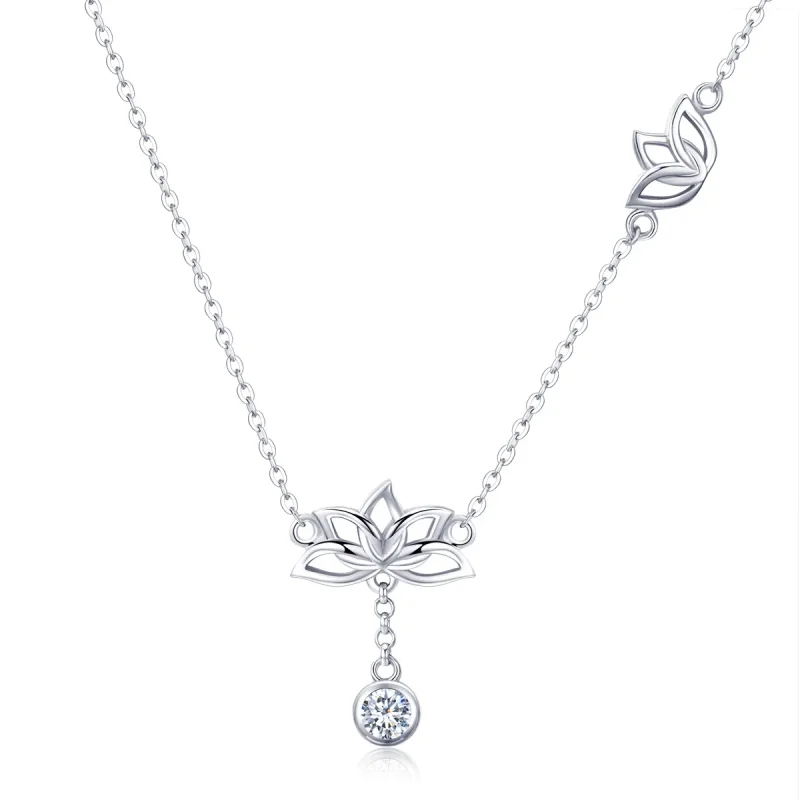 (image for) Pandora Style Silver Necklace, Fresh Lotus, Enamel - BSN012 - Product Image