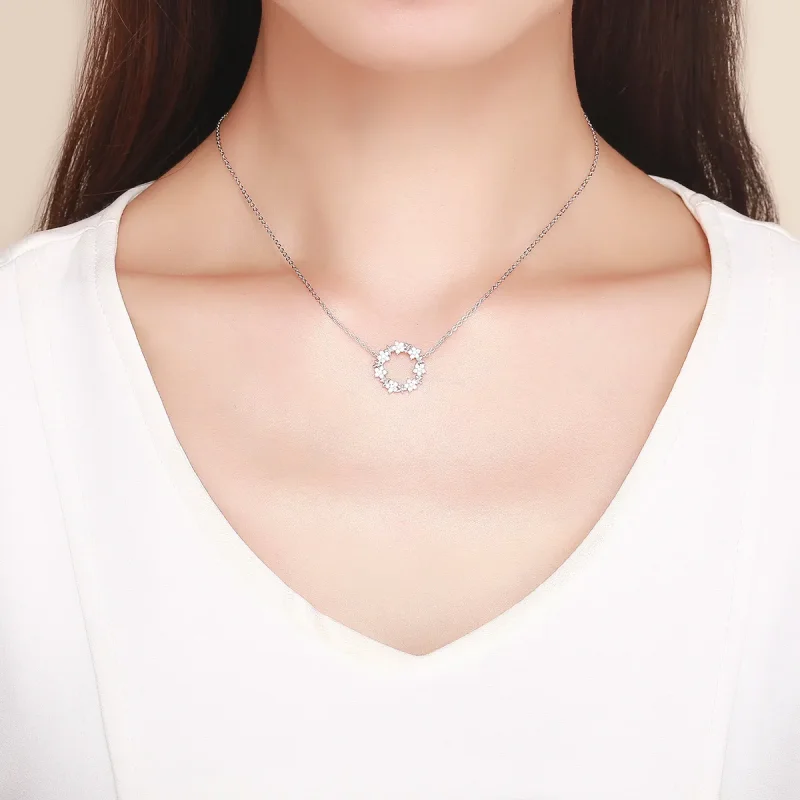(image for) Pandora Style Silver Necklace, Full of Stars, Enamel - BSN028 - View 6