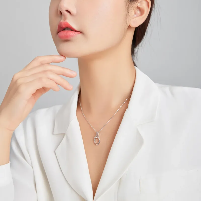 (image for) Pandora Style Silver Necklace, Geometric, Enamel - SCN440 - View 7