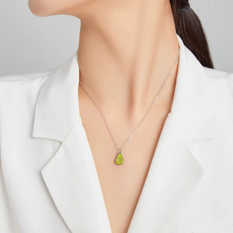 (image for) Pandora Style Silver Necklace, Green Enamel - SCN439 - View 6