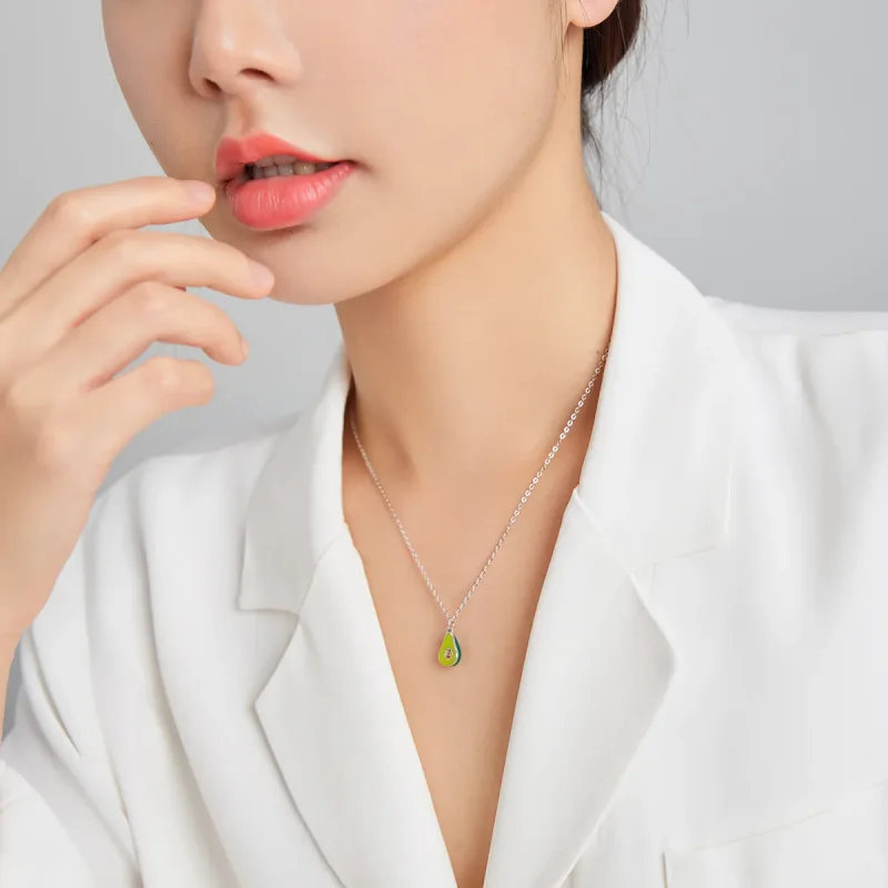 (image for) Pandora Style Silver Necklace, Green Enamel - SCN439 - View 7