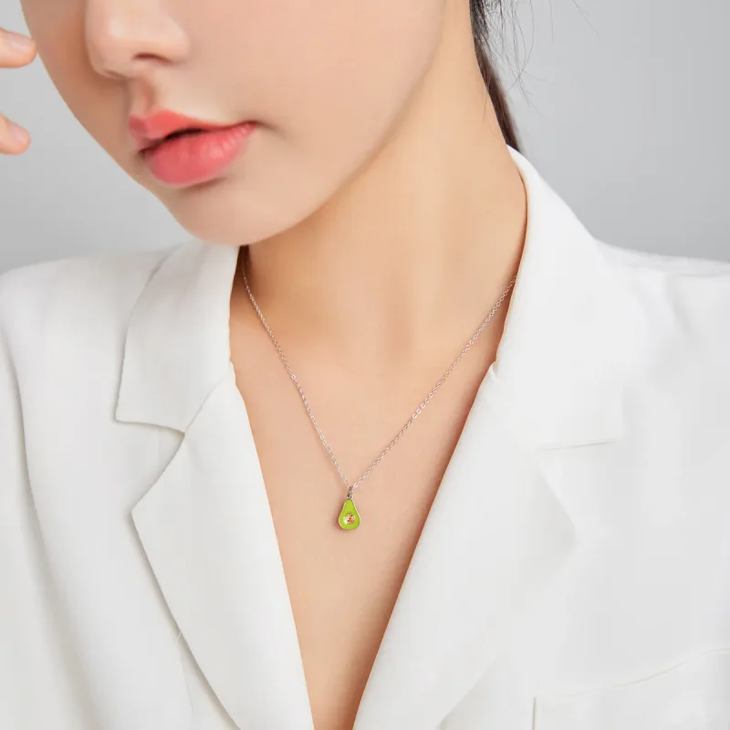 (image for) Pandora Style Silver Necklace, Green Enamel - SCN439 - View 8