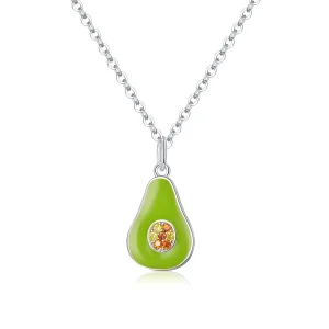 (image for) Pandora Style Silver Necklace, Green Enamel - SCN439