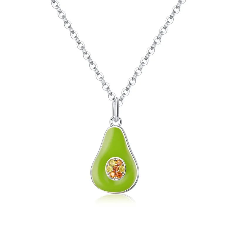 (image for) Pandora Style Silver Necklace, Green Enamel - SCN439 - Product Image